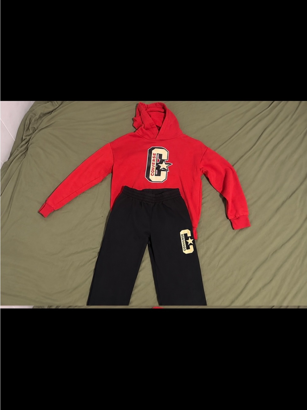 Converse Kids Red Hoodie and Black Jogger Matching Set